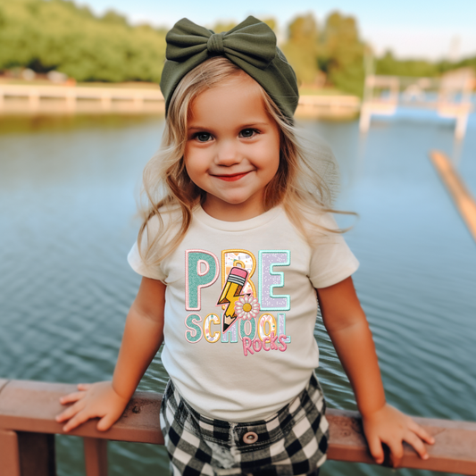 PreSchool Rocks Faux Embroidery DTF Transfer