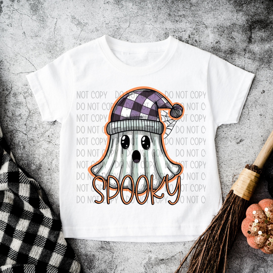 Spooky Plaid Hat Ghost DTF Transfer