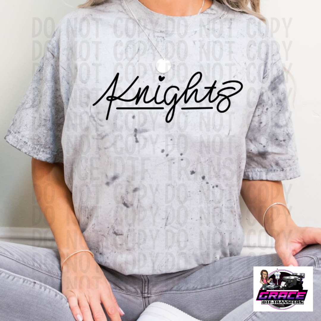 Knights Hand Lettered DTF