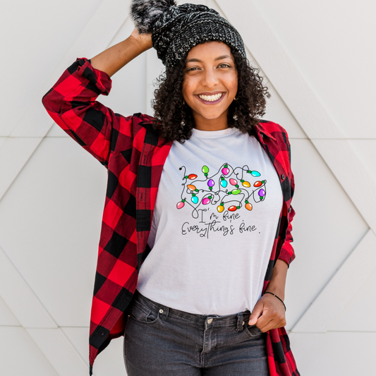 Everything Is Fine Christmas Lights DTF