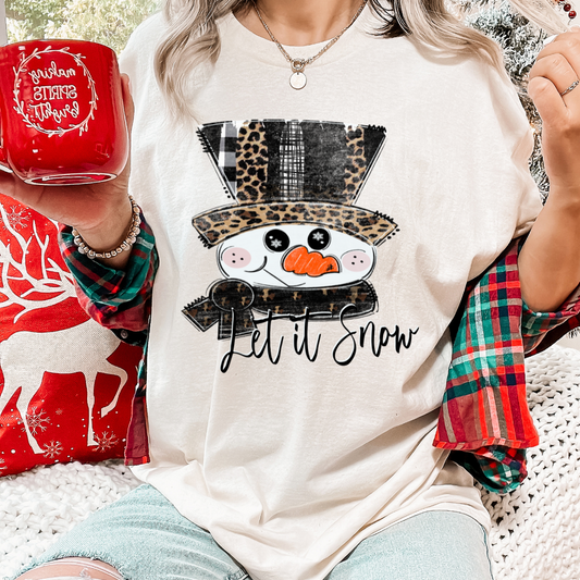 Let It Snow Top Hat Snowman DTF
