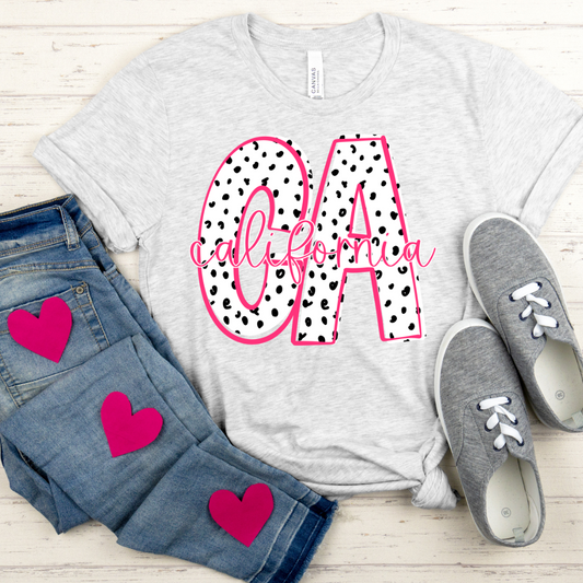 California Pink Dottie State DTF