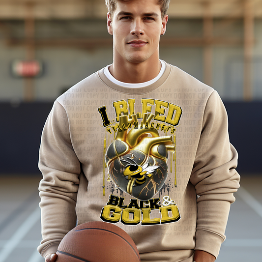 I Bleed Black and Gold Yellow Jackets DTF