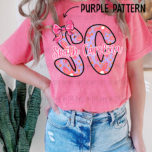 Spring Scribbles Text State Bow DTF Transfer