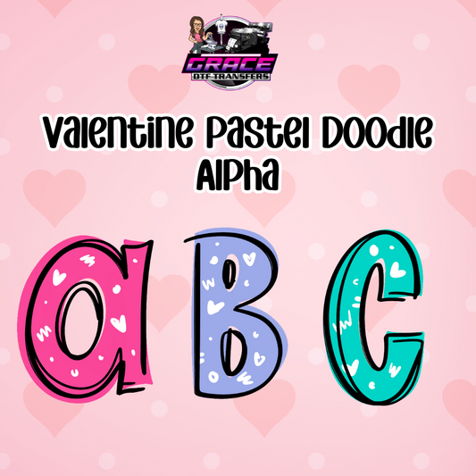 Valentine Pastel Doodle Alpha Word DTF