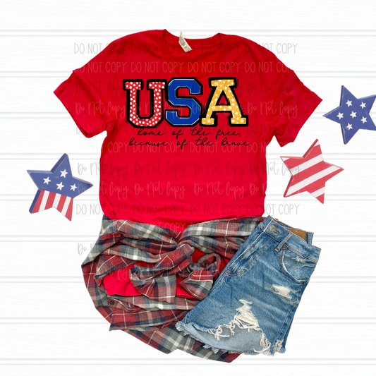USA Word Art DTF Transfer