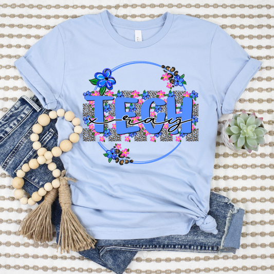 X Ray Tech Blue Floral Circle DTF Transfer