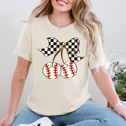 Baseball Cherries DTF Transfer