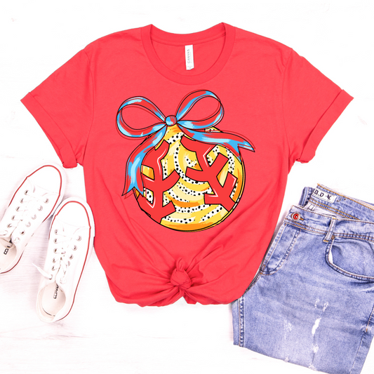 Softball Dotted Bow DTF Transfer