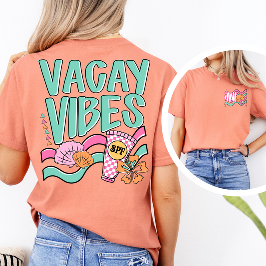 *Vacay Vibes Monogram Front Back DTF Transfer