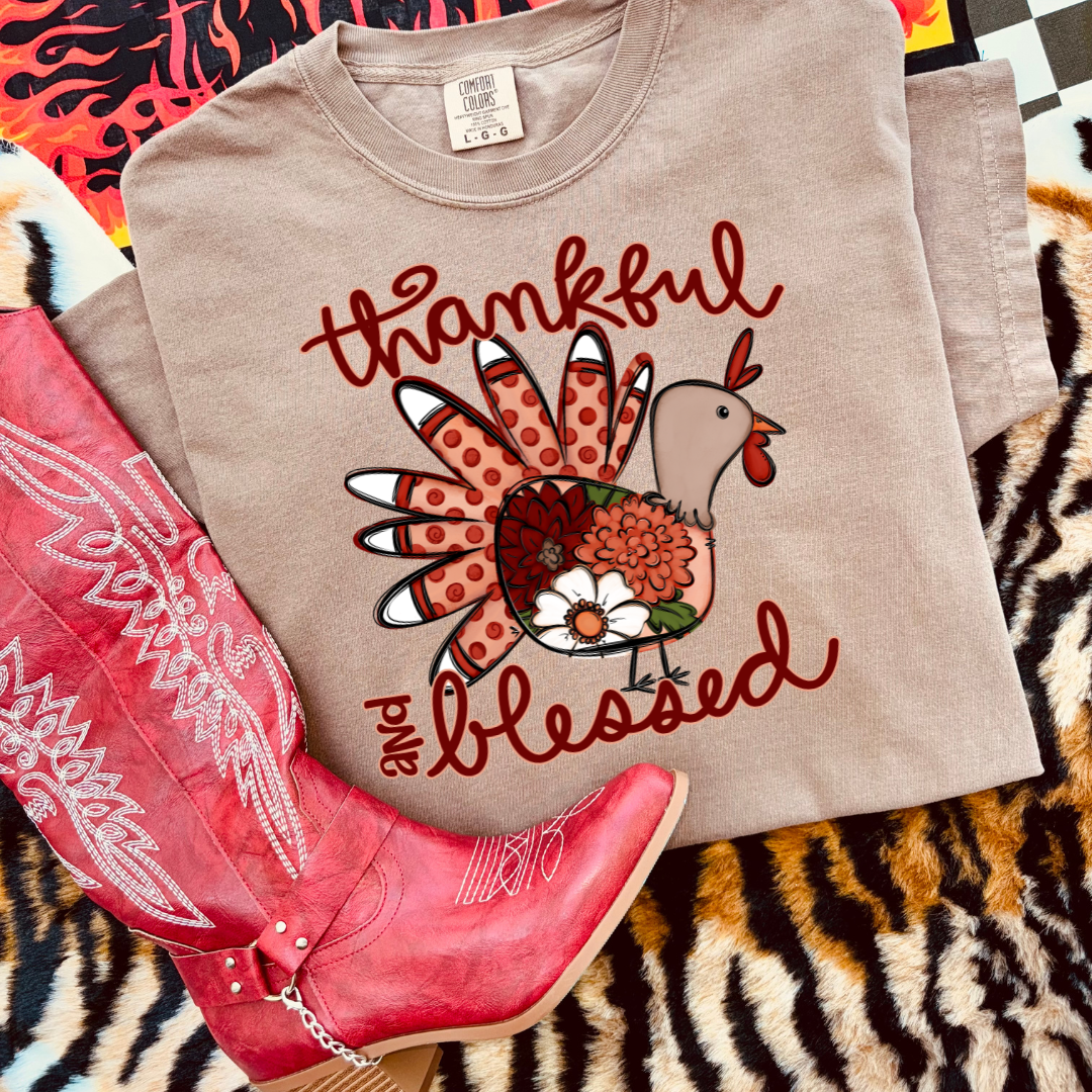 Thankful and Blessed Turkey DTF Transfer