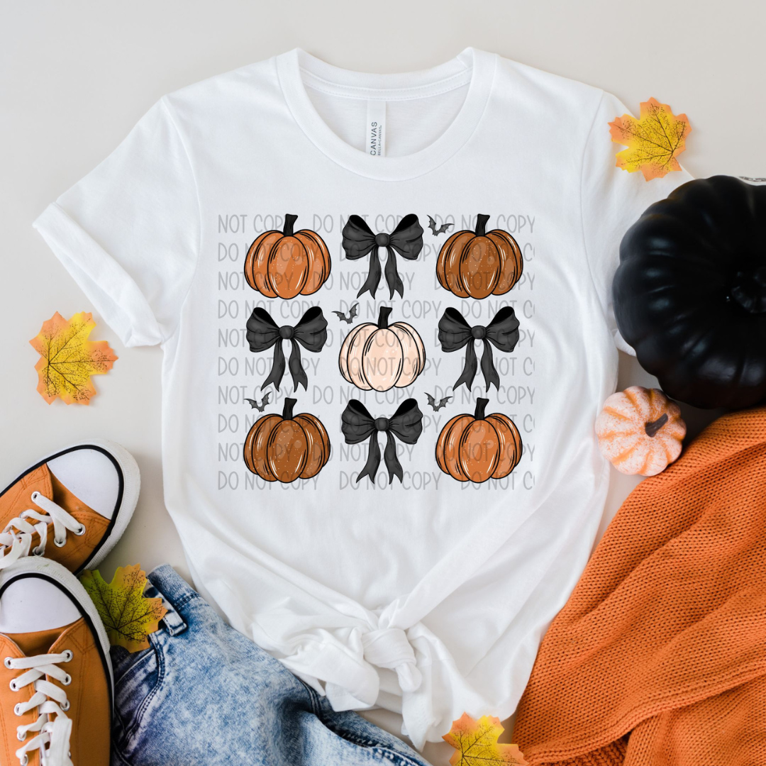 Goth Pumpkins and Bows Collage DTF Transfer