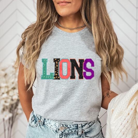 Lions Rhinestone Letters DTF