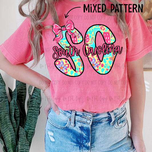 Spring Scribbles Text State Bow DTF Transfer