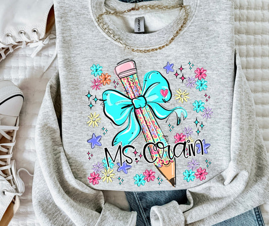 *Customized Teacher Pencil Collage DTF Transfer