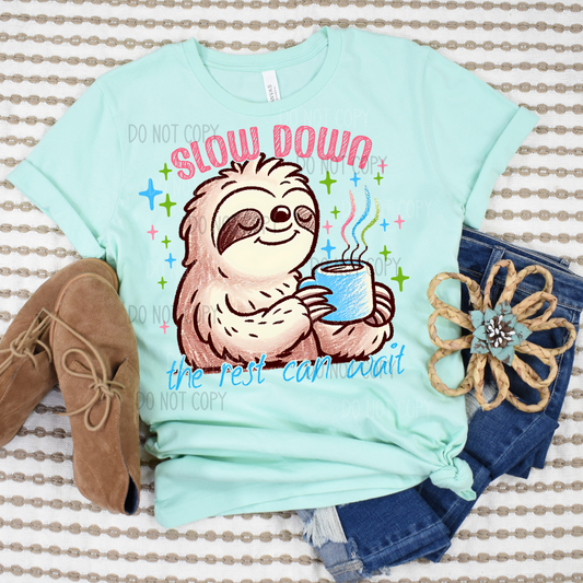 Slow Down Sloth DTF