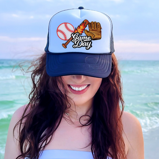 Baseball Game Day Hat Patch Collage