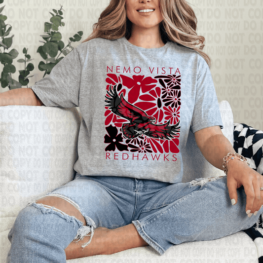 Nemo Vista Red Hawks Abstract Floral DTF Transfer