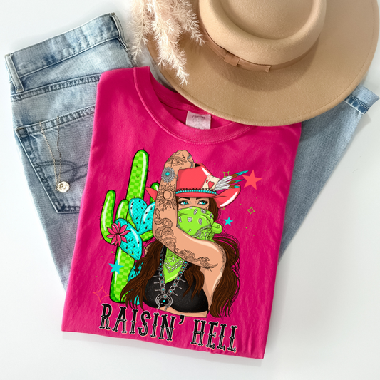 Raisen' Hell Neon Western DTF Transfer