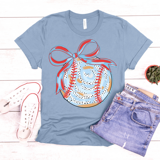 Baseball Dotted Bow DTF Transfer