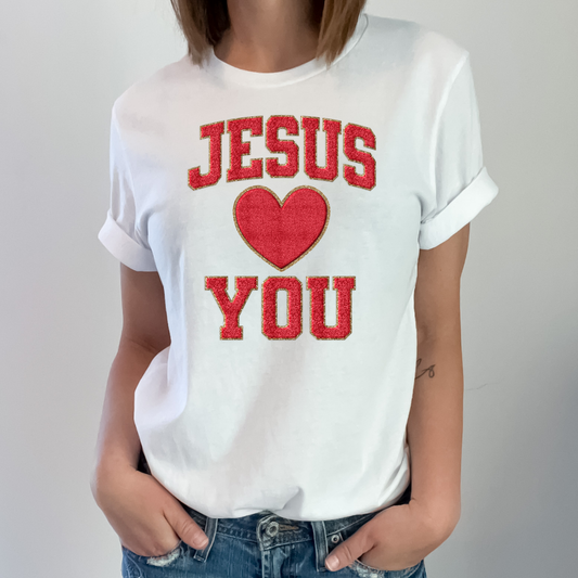 Jesus Loves You Chenille DTF Transfer