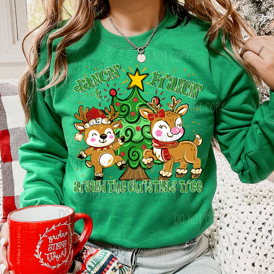 Dancin Prancing Around The Christmas Tree DTF Transfer