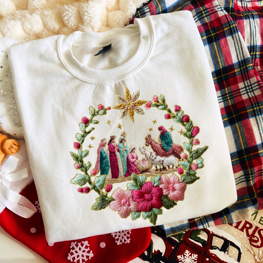 French Knot Nativity DTF Transfer