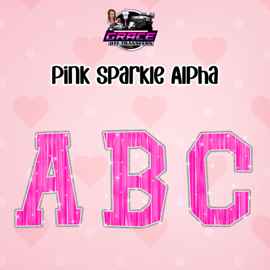Pink Sparkle Alpha Word DTF
