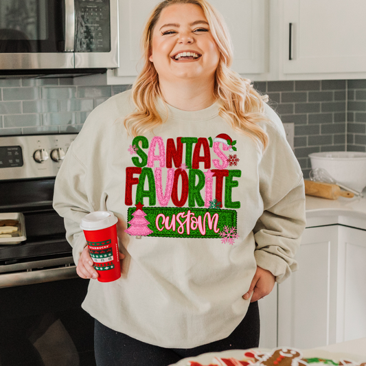 *Santa's Favorite Fuzzy Letters Custom Word DTF Transfer