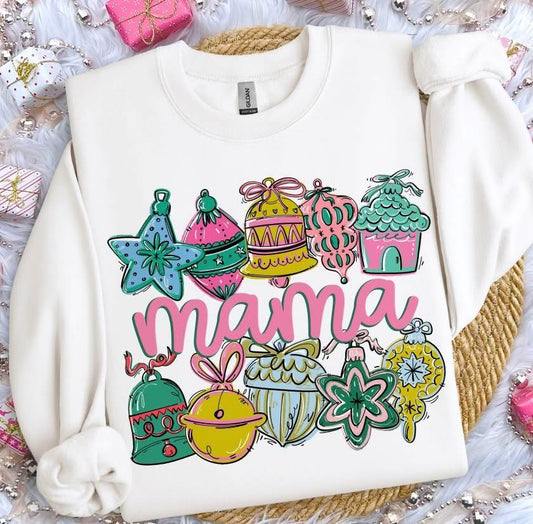 Pastel Christmas Ornaments Name Frame DTf Transferr