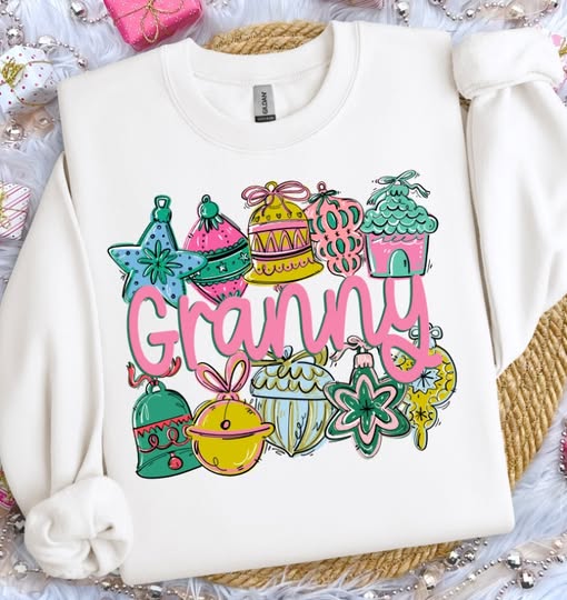 Pastel Christmas Ornaments Name Frame DTf Transferr