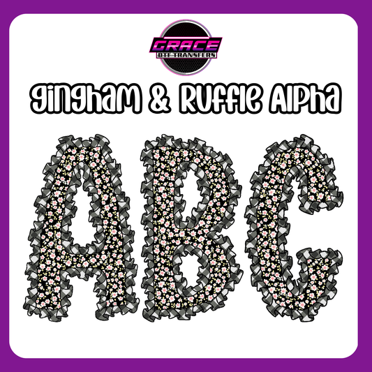 Gingham & Daisy Ruffle Alpha DTF Transfer