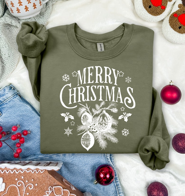 Merry Christmas Vintage White DTF Transfer