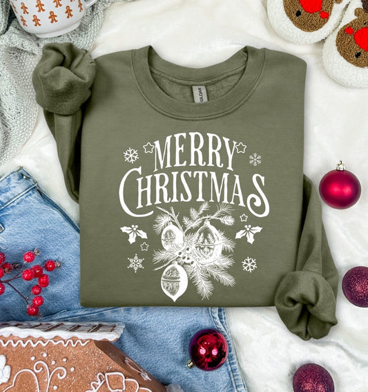 Merry Christmas Vintage White DTF Transfer