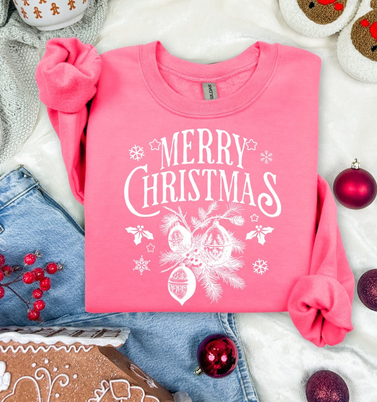 Merry Christmas Vintage White DTF Transfer