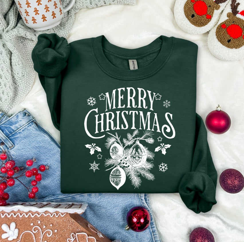 Merry Christmas Vintage White DTF Transfer