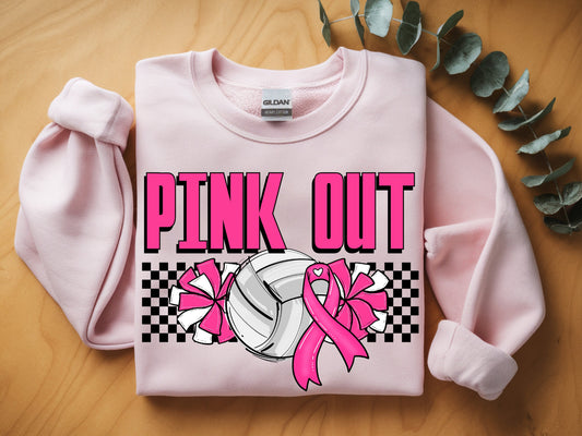 Pink Out Volleyball Checks DTF Transfer