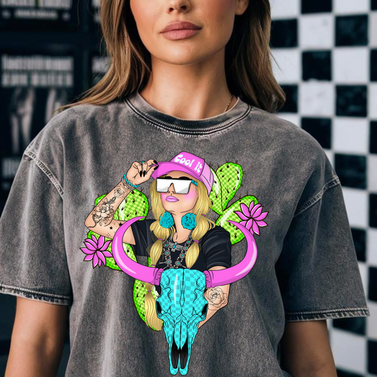 Turquoise Western Rebel DTF Transfer