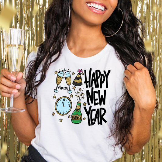 Happy New Years Gold Collage DTF