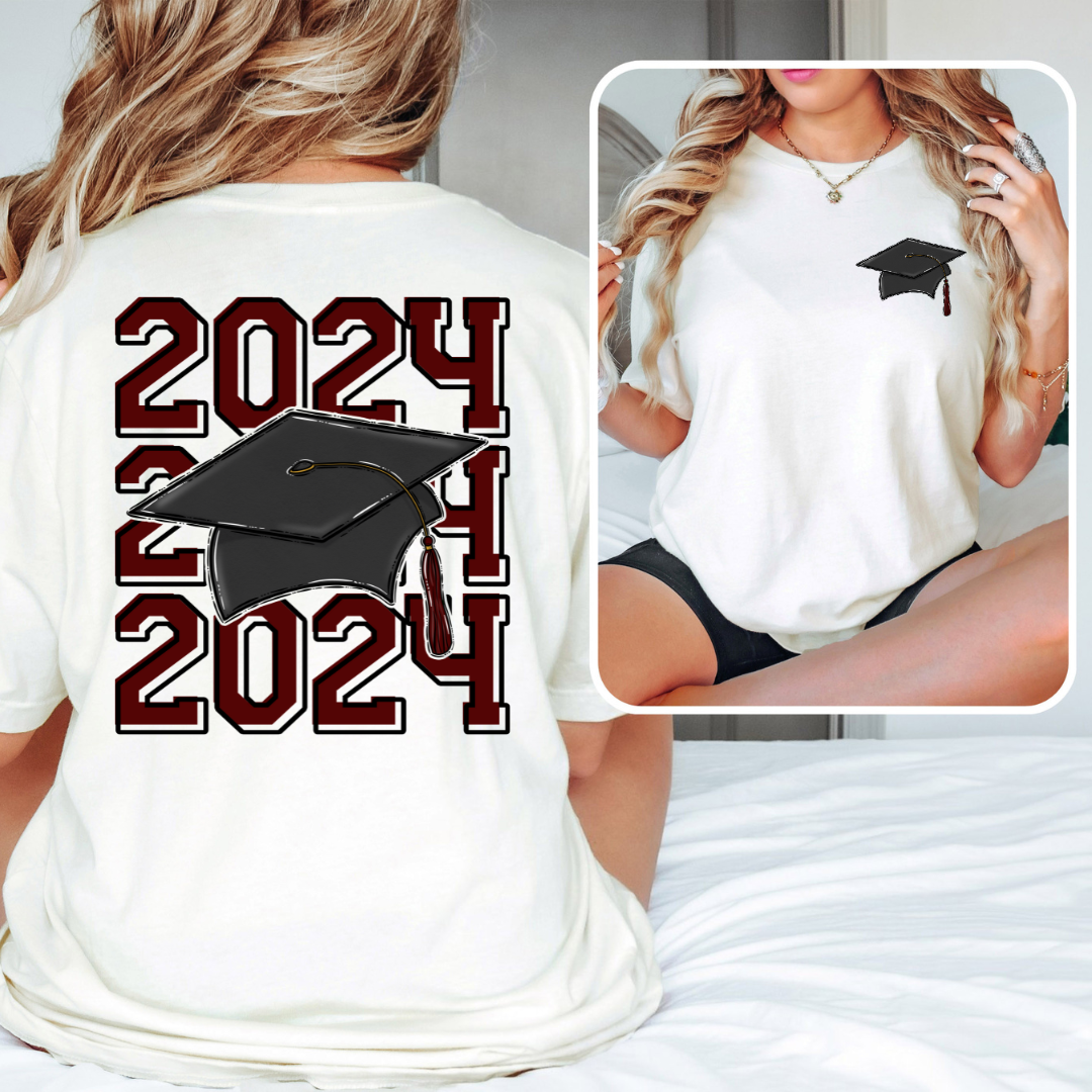 2024 Grad Cap Burgandy DTF