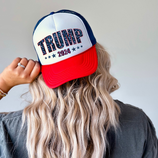 Trump 2024 Glitter Stars Hat Patch