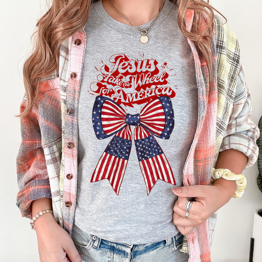 Jesus Take The Wheel Bow DTF