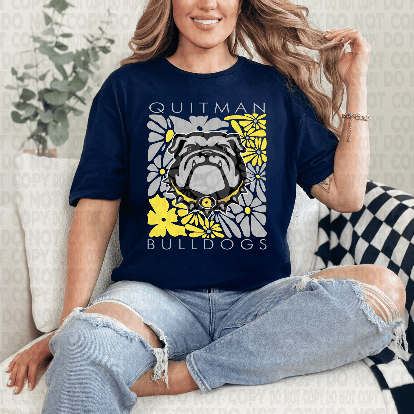 Quitman Bulldogs Abstract Floral DTF Transfer