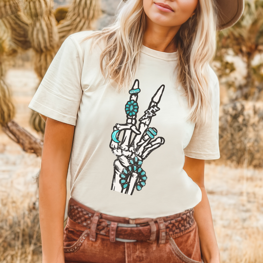 Turquoise Skellie Peace DTF Transfer