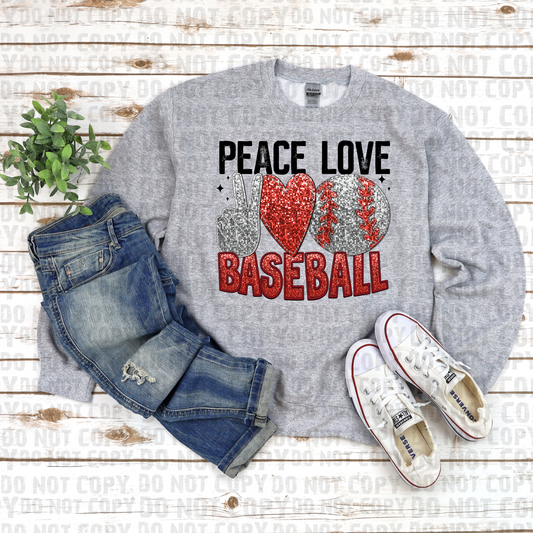 Peace Love Baseball Glitter DTF