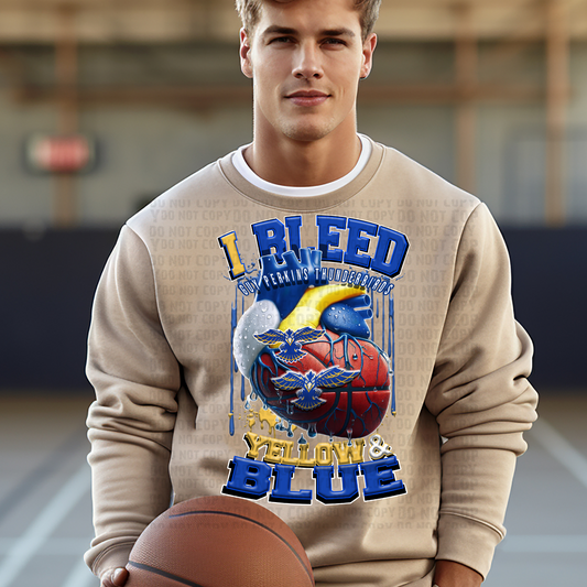 I Bleed Yellow and Blue Guy Perkins Basketball DTF