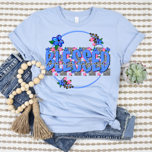 Blessed Paralegal Blue Floral Circle DTF Transfer