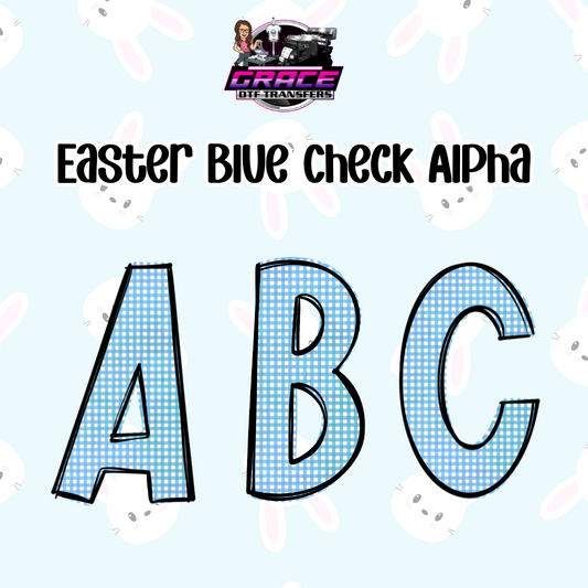 *Easter Blue Check Alpha Word DTF