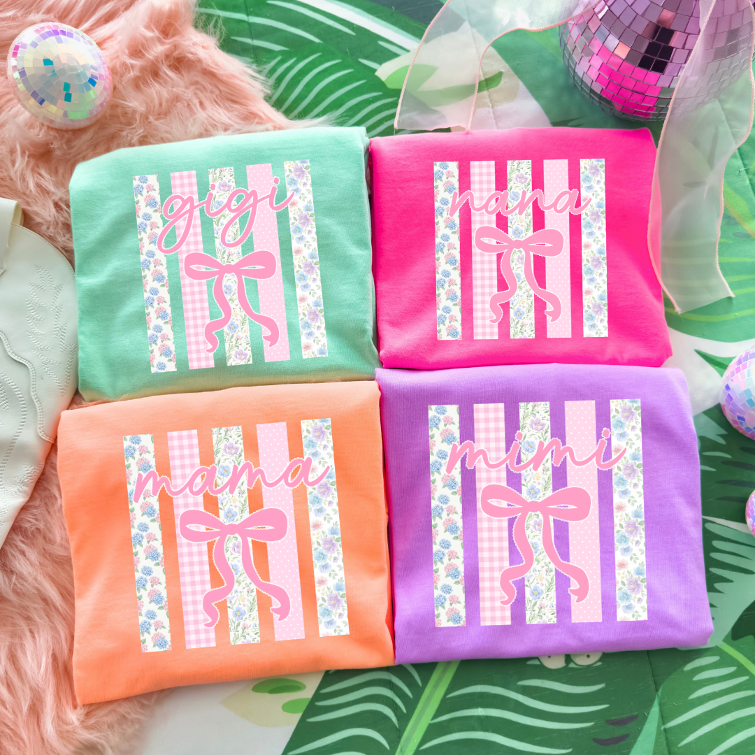 Mama Bow Stripes DTF Transfer