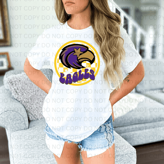 Purple Eagles Starry Eyed Checkered Circle